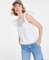 On 34th Women's Sheer Ruffle Sleeve Top, Created for Macy's