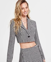 Steve Madden Women's Rupi Cropped Houndstooth Blazer