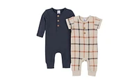 Gerber Baby Boys 2 Pack Long Leg Romper