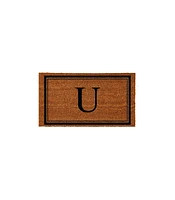 Evergreen Monogram Indoor Outdoor 100% Natural Coir Doormat 28" x 16" | Letter "U"