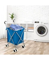 Inolait Folding Shopping Utility Cart with Water-Resistant Removable Canvas Bag