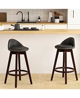 Sugift 2 Pieces Cushioned Swivel Bar Stool Set with Low Back