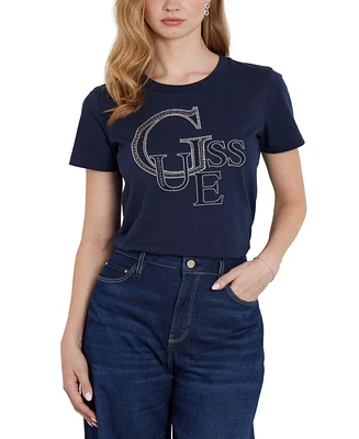 Guess Women's Studded Logo Short-Sleeve T-Shirt