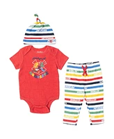 Harry Potter Baby Boys Gryffindor Hufflepuff Ravenclaw Bodysuit Pants and Hat 3 Piece Outfit Set Newborn to