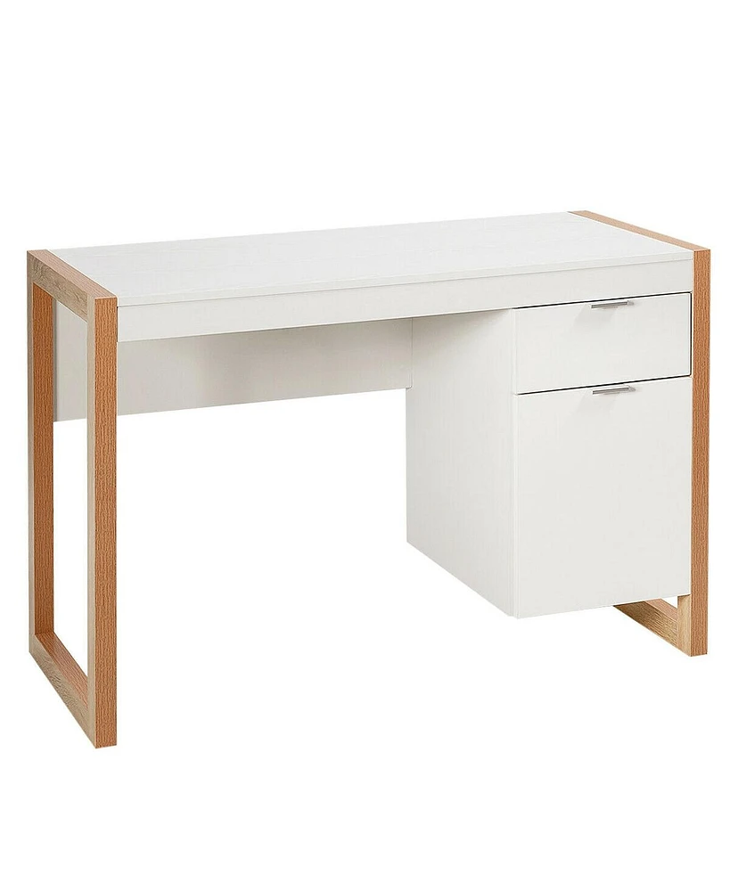 Sugift Modern Computer Desk Study Table Writing Workstation with Cabinet and Drawer