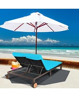 Inolait 2-Person Patio Rattan Lounge Chair with Adjustable Backrest