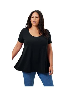 June + Vie Women's Plus Short-Sleeve Swing One Only Tee