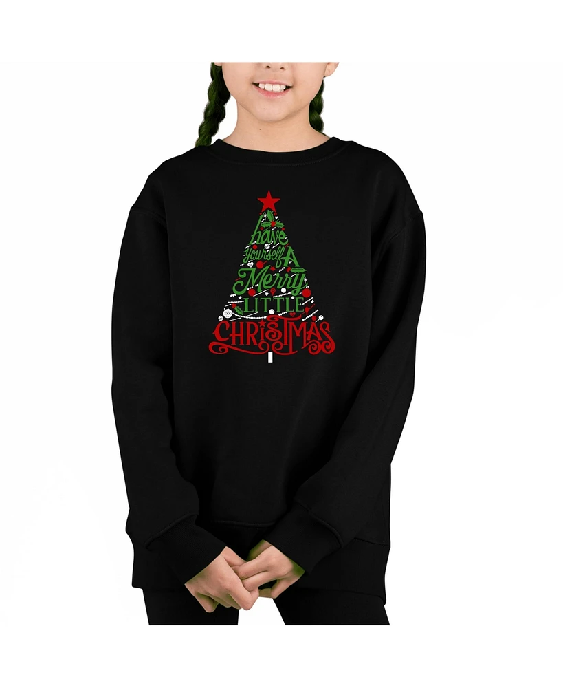 La Pop Art Girls Have Yourself a Merry Christmas Word Crewneck Sweatshirt