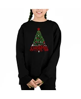 La Pop Art Girls Have Yourself a Merry Christmas Word Crewneck Sweatshirt