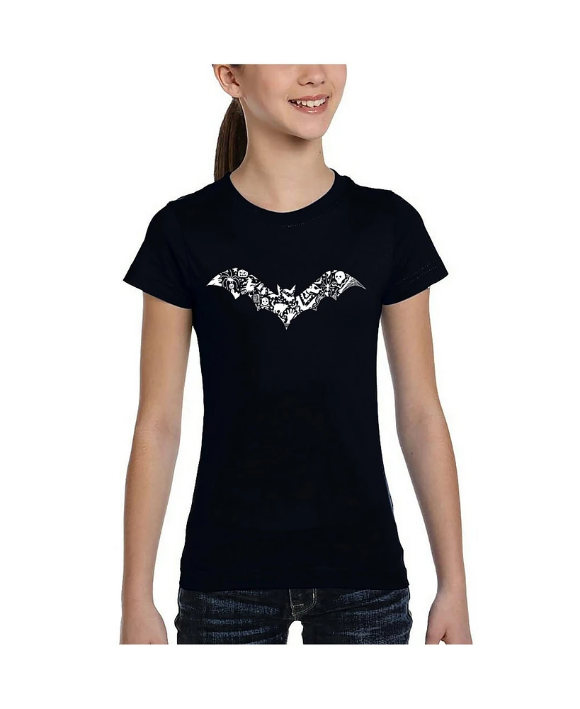 La Pop Art Girls Bat Pics Word T-Shirt