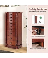 Sugift Large Wooden Jewelry Storage Box Organizer
