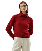 Lilysilk Women's Relaxed Fit Wool-Cashmere Blend Sweater