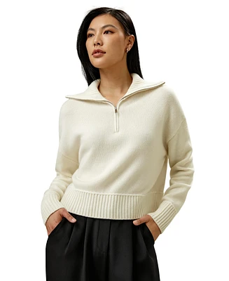 Lilysilk Women's Relaxed Fit Wool-Cashmere Blend Sweater