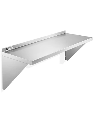 Kutler 14" x 36" Stainless Steel Shelf, Nsf Commercial Wall Mount Shelving w/ Backsplash, Floating Metal Mounted Shelves for Restaurant, Kitchen, Home