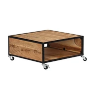 vidaXL Coffee Table 27.5"x27.5"x12.5" Solid Acacia Wood