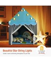 Kids Playhouse Tent with Star Lights and Mat