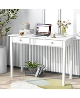 Sugift Vanity Desk Makeup Dressing Table with Flip Top Mirror and Drawers