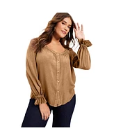 June + Vie Plus Size June + Vie Sweetheart Acid Wash Top