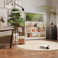 Famapy White Wood 10-Shelf Freestanding Standard Bookcase