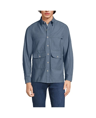 Lands' End Men's Long Sleeve Textured Twill Utility Shirt