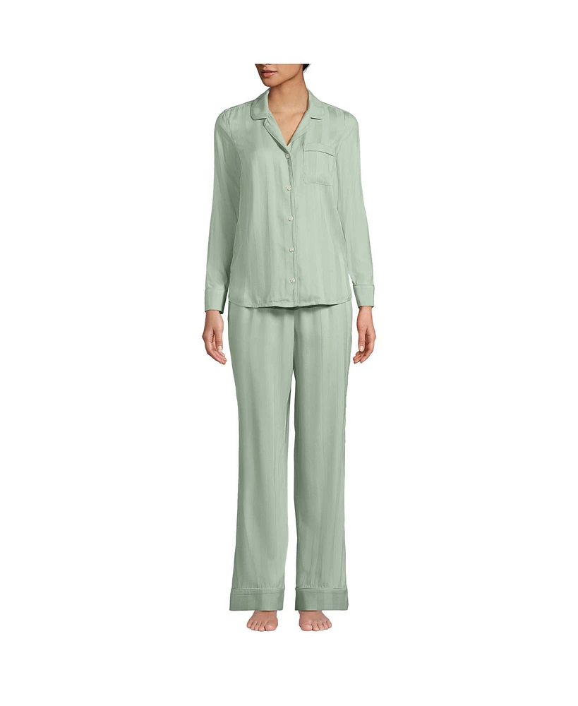 Lands' End Women's Shadow Stripe 2 Piece Pajama Set - Top and Pants