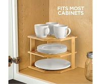 Bambusi Plate Organizer for Cabinet - Bamboo Kitchen and Bathroom Organization