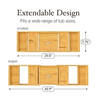 Bambusi Bathtub Tray for Tub - Adjustable Bamboo Bath Collapsible & Folding Caddy Wood, Accessories