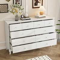 Famapy White 10-Drawer 55.1 in. W Wood Paint Finish Dresser Chest of Drawers Cabinet