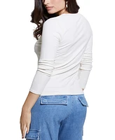 Guess Women's Kyla Ribbed Henley Long-Sleeve Top