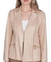 Alfred Dunner Petite Shimmer Faux-Leather Jacket