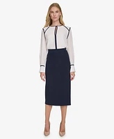 Tommy Hilfiger Women's Contrast-Trim Keyhole Blouse