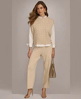 Donna Karan New York Womens Cable Knit Sweater Vest Pants