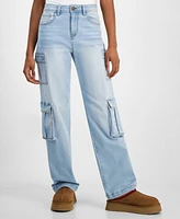 Dollhouse Juniors' High-Rise Wide-Leg Cargo Jeans