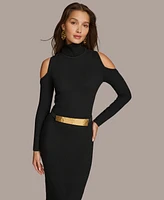 Donna Karan New York Petite Cold-Shoulder Sweater Dress