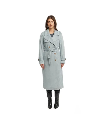 Ellen Tracy Women's Suede Double Breasted Trench