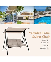 Sugift 3-Person Outdoor Patio Porch Swing with Adjustable Canopy and 900 Lbs Weight Capacity