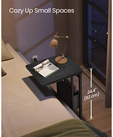 Slickblue C-Shaped End Table with Built-In Charging Station & Plug