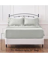 Chanasya Premium Ruffle Sheet Set - Shabby Chic Double Brushed Soft Ruffled Hem Solid Microfiber Fitted Sheet, Flat & Pillow Cover