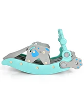 Costway 4-in-1 Rocking Horse & Slide Set Toddler Slide Toy with Basketball Hoop