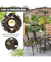 Sugift 59 Inch Aluminum Patio Dining Table with Umbrella Hole fot 6 Persons