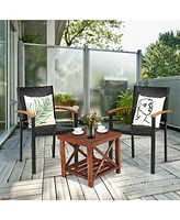 Set of 4 Outdoor Patio Pe Rattan Dining Chairs with Powder-coated Steel Frame