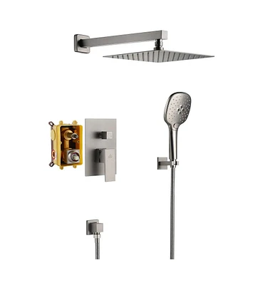 Mondawe 2 Function 10Inch Wall Mounted Dual Shower Heads Shower System With Water Temperature Display