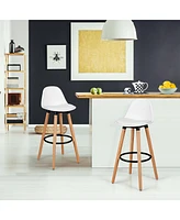 Sugift 2 Pieces Mid-Century Barstool 28.5 Inch Dining Pub Chairs