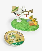 Hallmark Keepsake Christmas Ornament and Pin The Peanuts Gang Beagle Scouts 50th Anniversary Rise and Shine, Set of 2