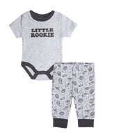 Baby Essentials Boy Little Rookie Football Bodysuit, Pant, Hat & Snuggler, 4-Piece Set