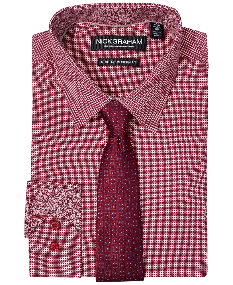 Nick Graham Men's Check Shirt & Medallion Tie Set