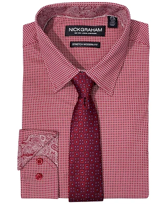 Nick Graham Men's Check Shirt & Medallion Tie Set