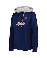 Adidas Women's Navy Washington Capitals Skate Lace Primeblue Team Pullover Hoodie