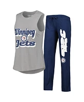 Concepts Sport Women's Heather Gray/Heather Navy Winnipeg Jets Meter Muscle Tank Top Pants Sleep Set