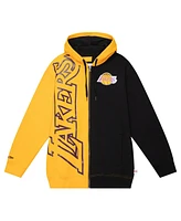 Mitchell & Ness Men's Gold/Black Los Angeles Lakers Color Block 2.0 Fleece Full-Zip Hoodie